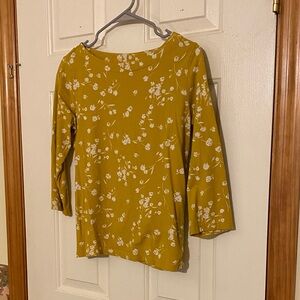 St. John's Bay Mustard Floral Long Sleeve Tee